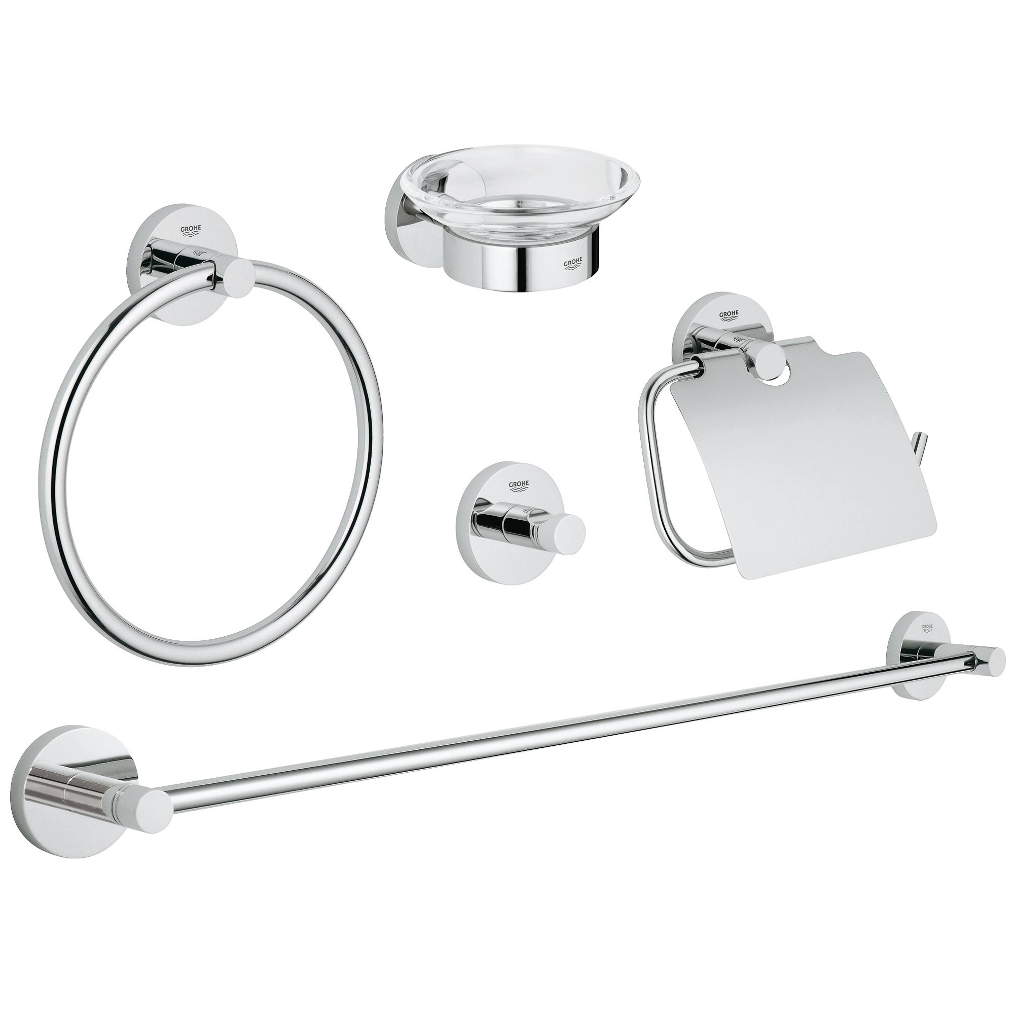 

Набор аксессуаров GROHE Essentials (5 предметов), хром (40344001), Серебряный