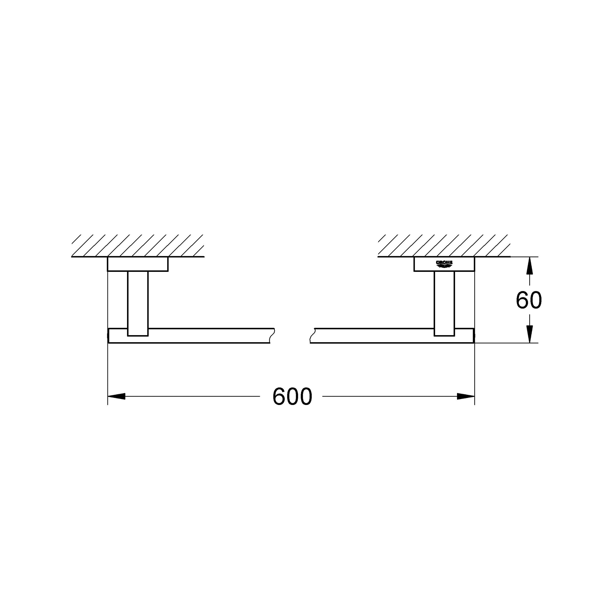 фото Держатель для банного полотенца grohe essentials cube 600 мм, хром (40509001)