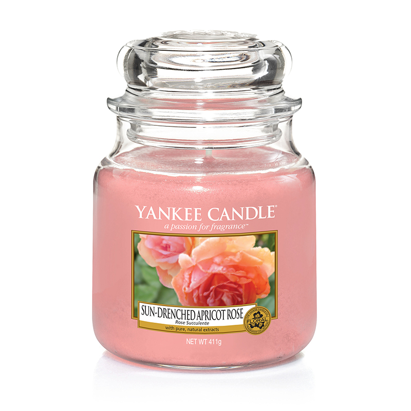 фото Ароматическая свеча yankee candle средняя персиковая роза 411 г