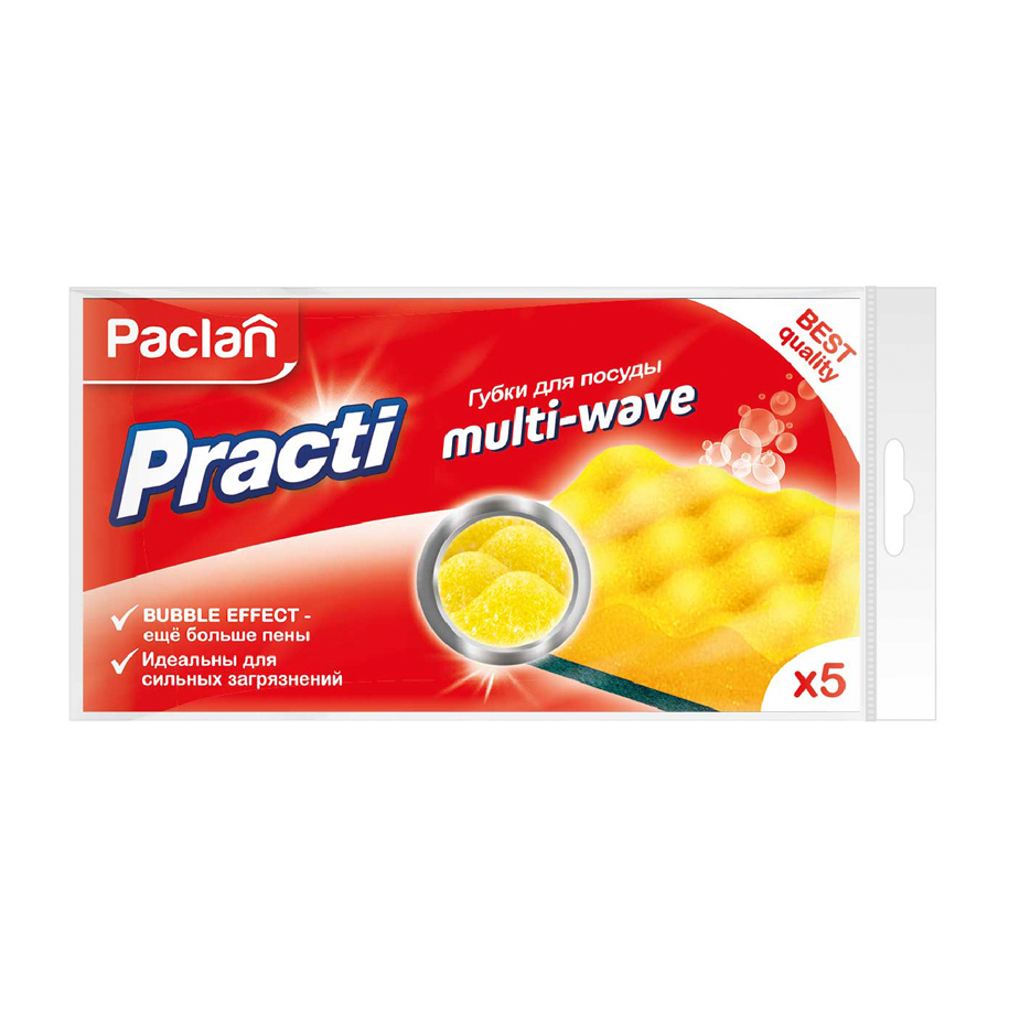 фото Губки для посуды paclan practi multi-wave 5 шт