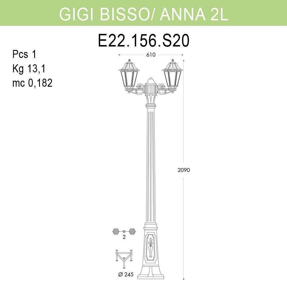 фото Садово-парковый фонарь fumagalli gigi bisso/anna 2l. e22.156.s20.vxf1r