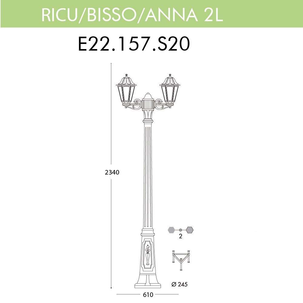 фото Садово-парковый фонарь fumagalli ricu bisso/anna 2l. e22.157.s20.vxf1r