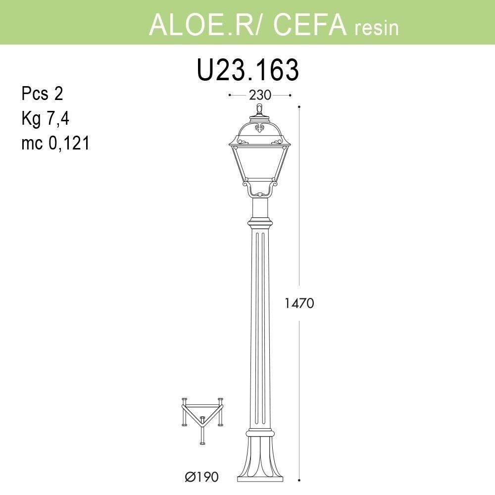 Садовый светильник-столбик FUMAGALLI ALOE.R/CEFA U23.163.000.VXF1R, цвет античная медь - фото 2