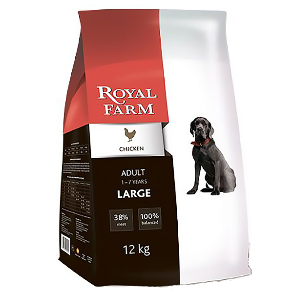 фото Корм для собак royal farm для крупных пород, курица 12 кг