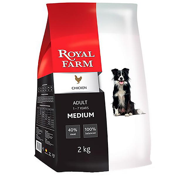 фото Корм для собак royal farm для средних пород, курица 2 кг
