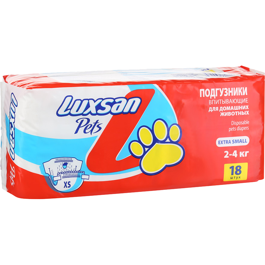 Подгузники для домашних животных Luxsan Pets впитывающие XS на вес 2-4 кг 18 шт