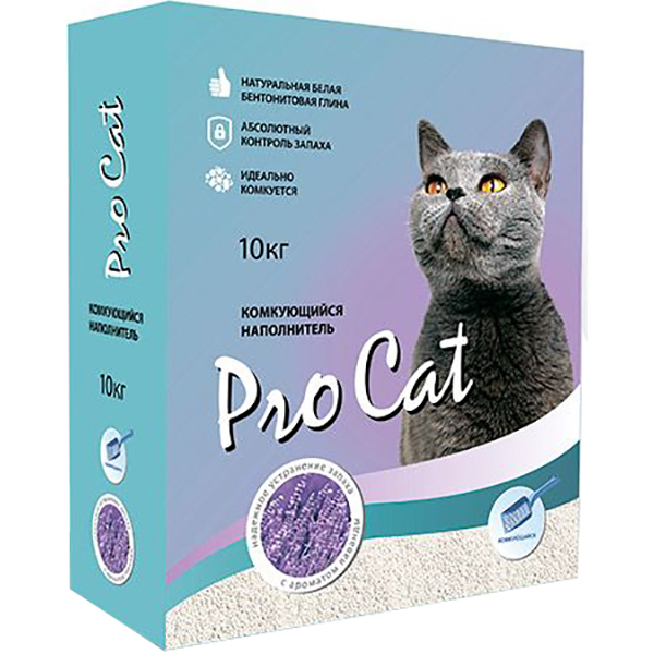 Наполнитель Pro Cat С запахом лаванды комкующийся 10 кг