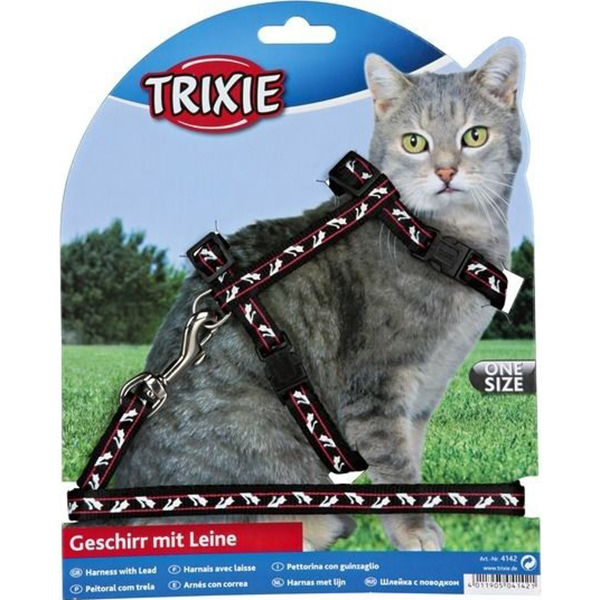Шлейка и поводок для кошек TRIXIE 35-45 см В ассортименте, цвет черный, размер для средних пород - фото 3