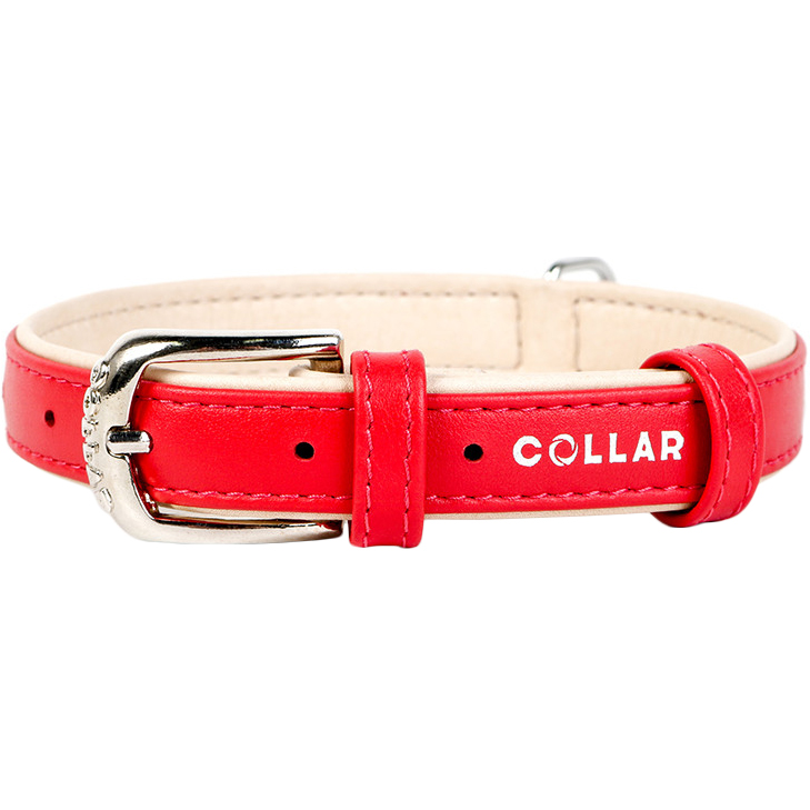 фото Ошейник для собак collar brilliance без украшений 15 мм 21-27 см красный
