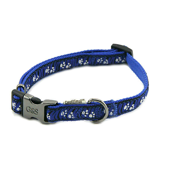 фото Ошейник для собак great&small с принтом лапки 15х300-450мм нейлон синий