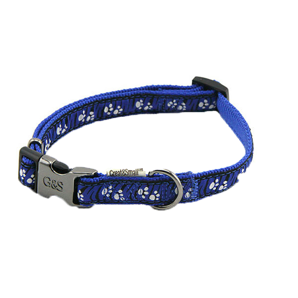 фото Ошейник для собак great&small с принтом лапки 25х450-650мм синий