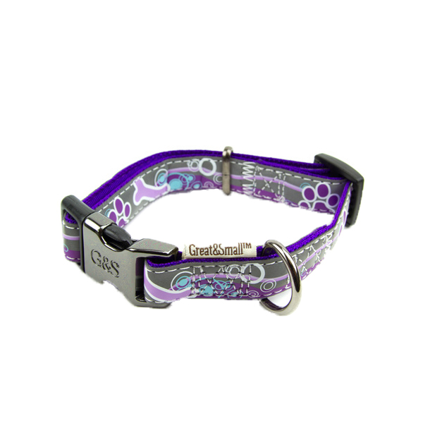 Ошейник для собак GREAT&SMALL Светоотражающий 10х200-350мм фиолетовый, размер для всех пород 15645 - фото 1