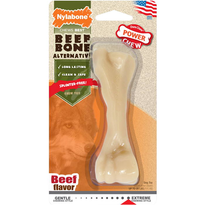 

Игрушка для собак NYLABONE Косточка экстра жесткая с ароматом говядины М, Бежевый