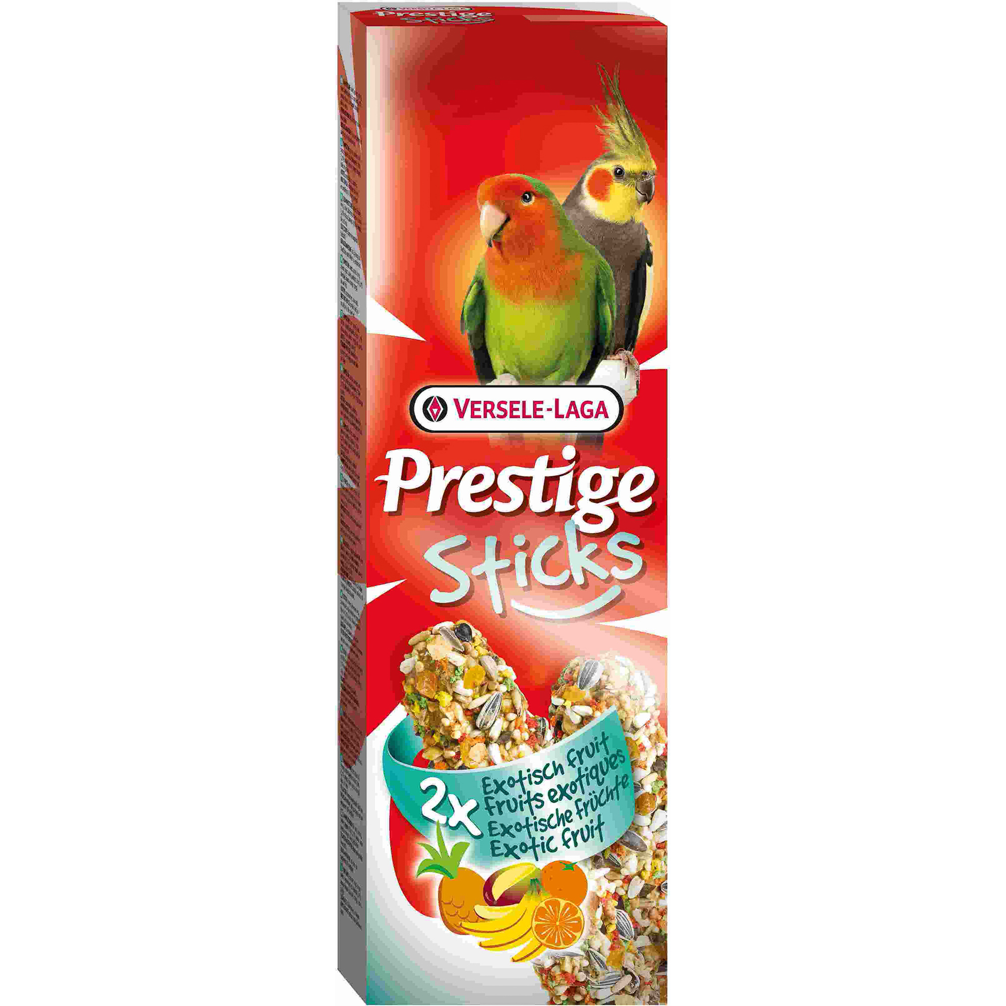 Лакомство VERSELE-LAGA Prestige Палочки для средних попугаев с экзотическими фруктами 70г, размер 4x8,2x26,5 см