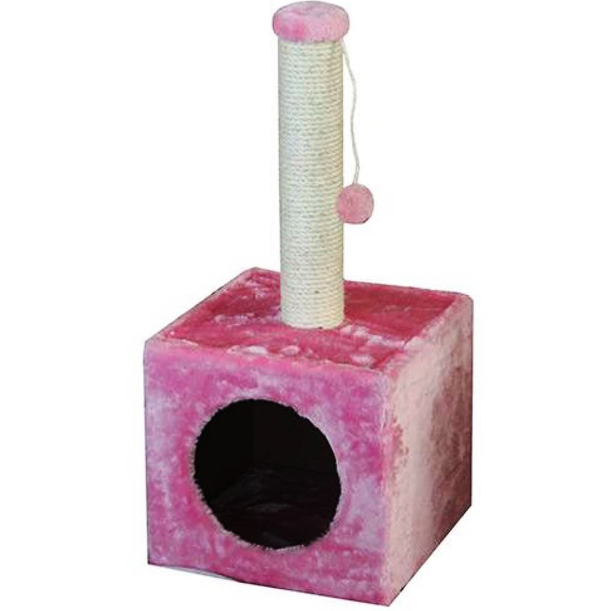 фото Когтеточка для котят major домик с игрушкой 31х31х67см розовый