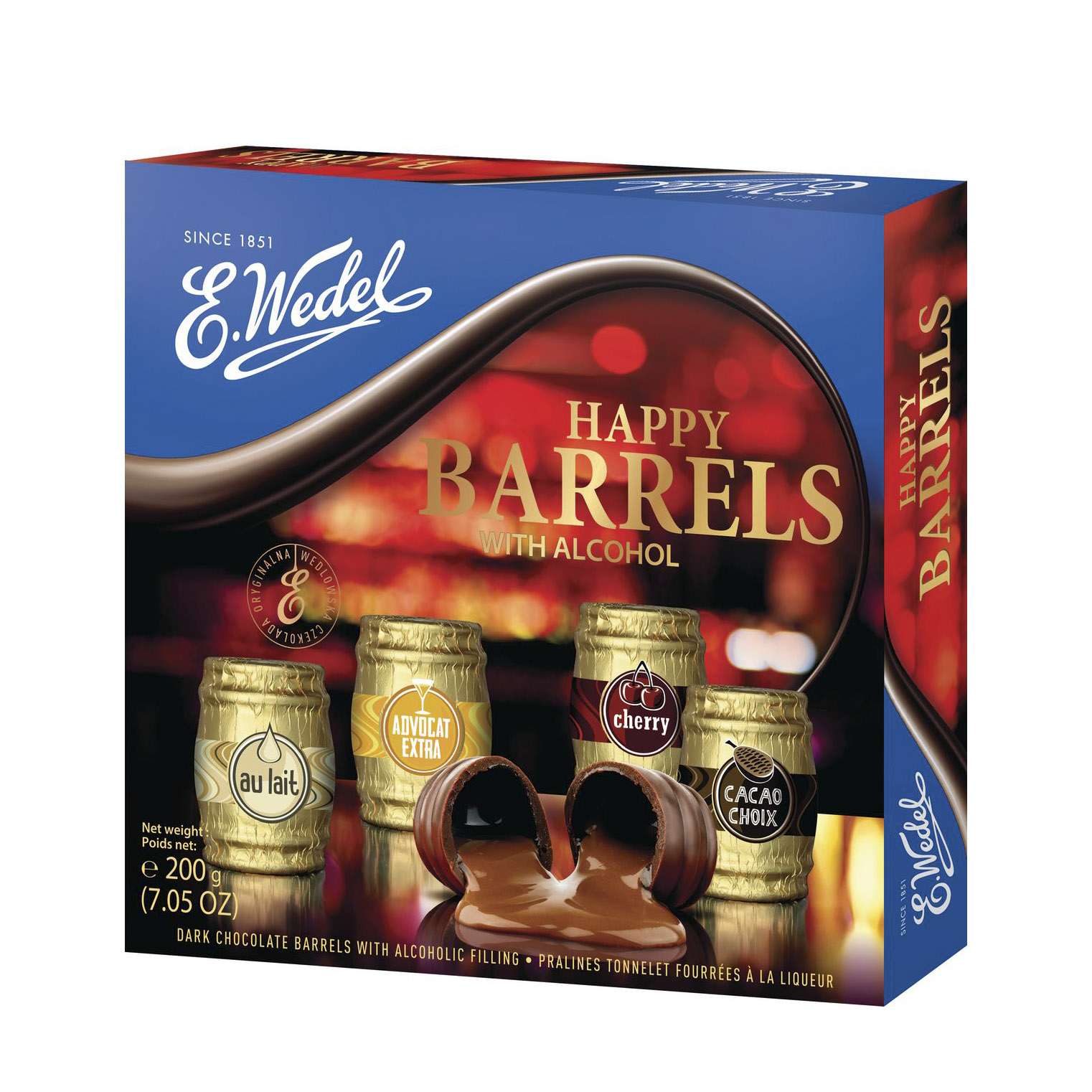 фото Набор шоколадных конфет e.wedel happy barrels cocktail с ликерной начинкой 200 г