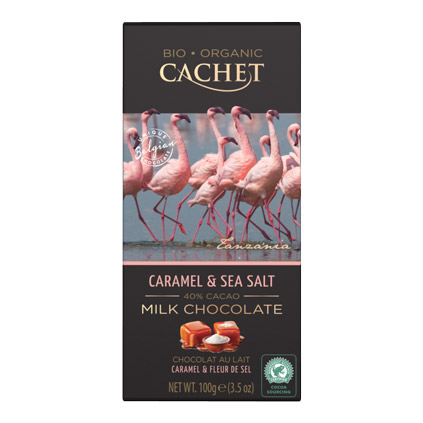 фото Шоколад cachet organic органический молочный 40% с карамелью и морской солью 100 г