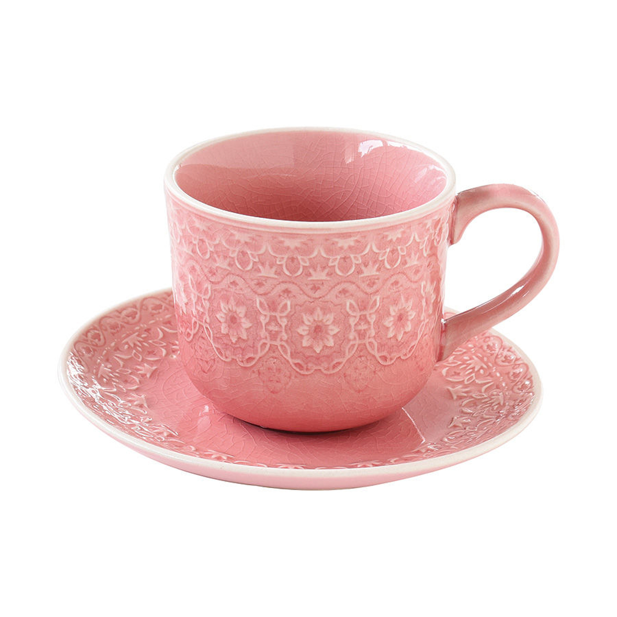 Чашка с блюдцем 0,3л розовая ambiente Easy life - фото 1