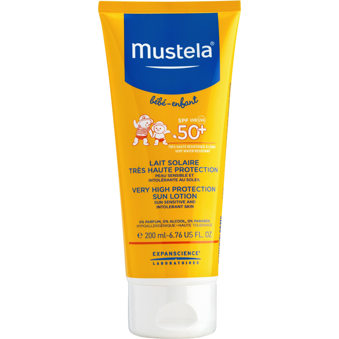 фото Детское солнцезащитное молочко mustela с высокой степенью защиты spf 50+ 200 мл