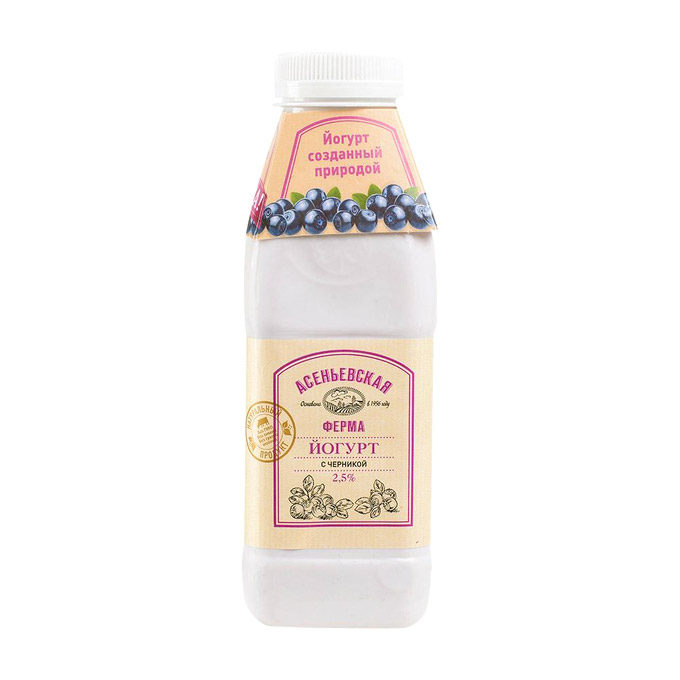 

Йогурт питьевой Асеньевская Ферма Черника 2,5% 0,45 л