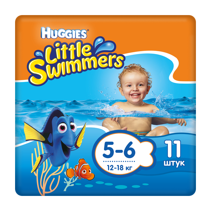 фото Трусики-подгузники для плавания huggies little swimmers 5-6 (12-18 кг) 11 шт