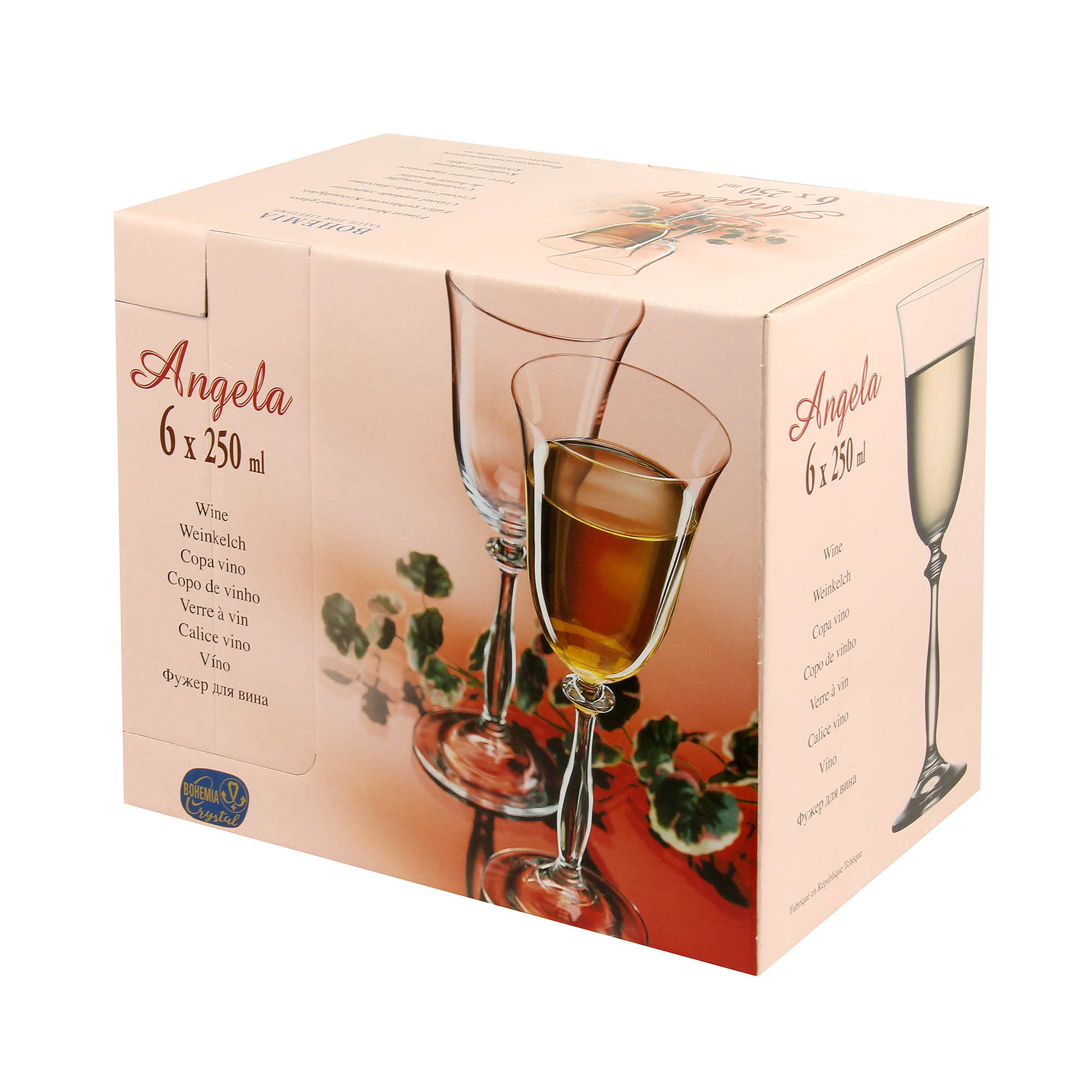Набор рюмок для вина Bohemia crystall Angela 250мл 6шт - фото 3