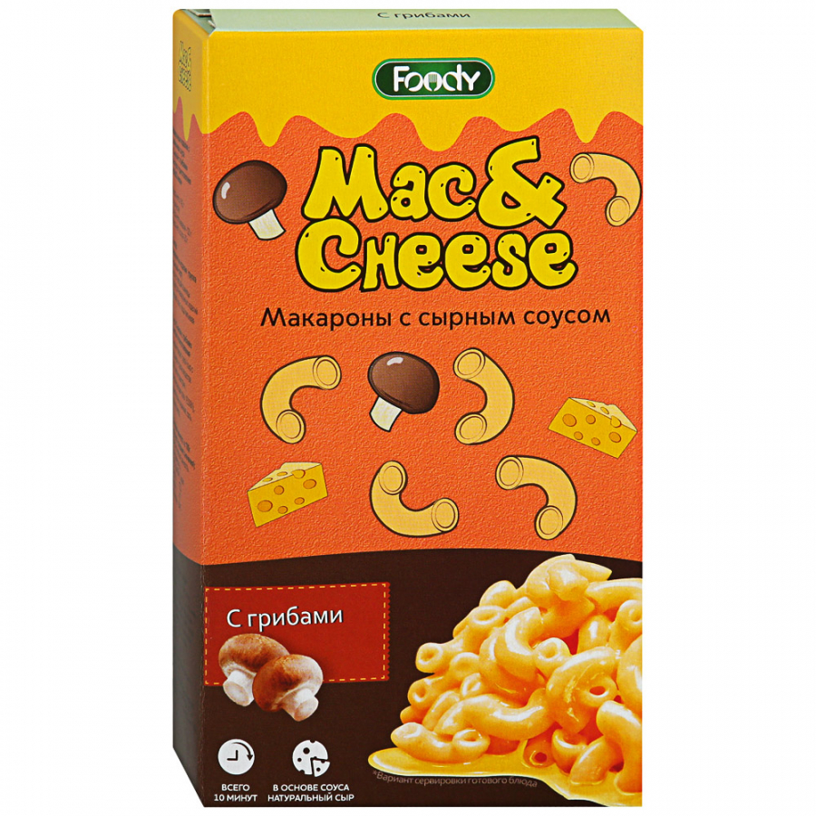 фото Макаронные изделия foody mac&cheese + соус сырный с грибами, 143 г