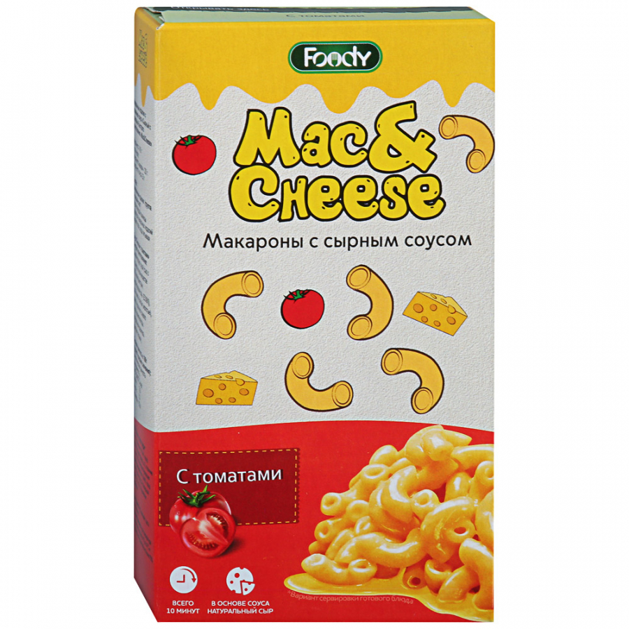 фото Макаронные изделия foody mac&cheese + соус сырный с томатами, 143 г