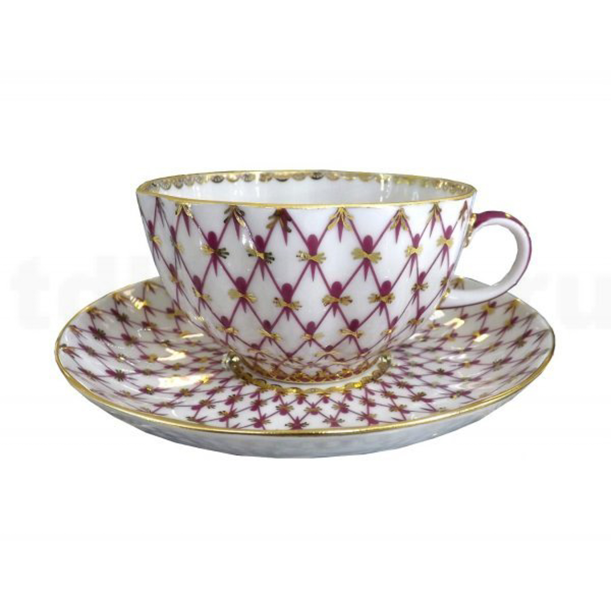 фото Чашка с блюдцем чайная тюльпан сетка-блюз 2 ифз