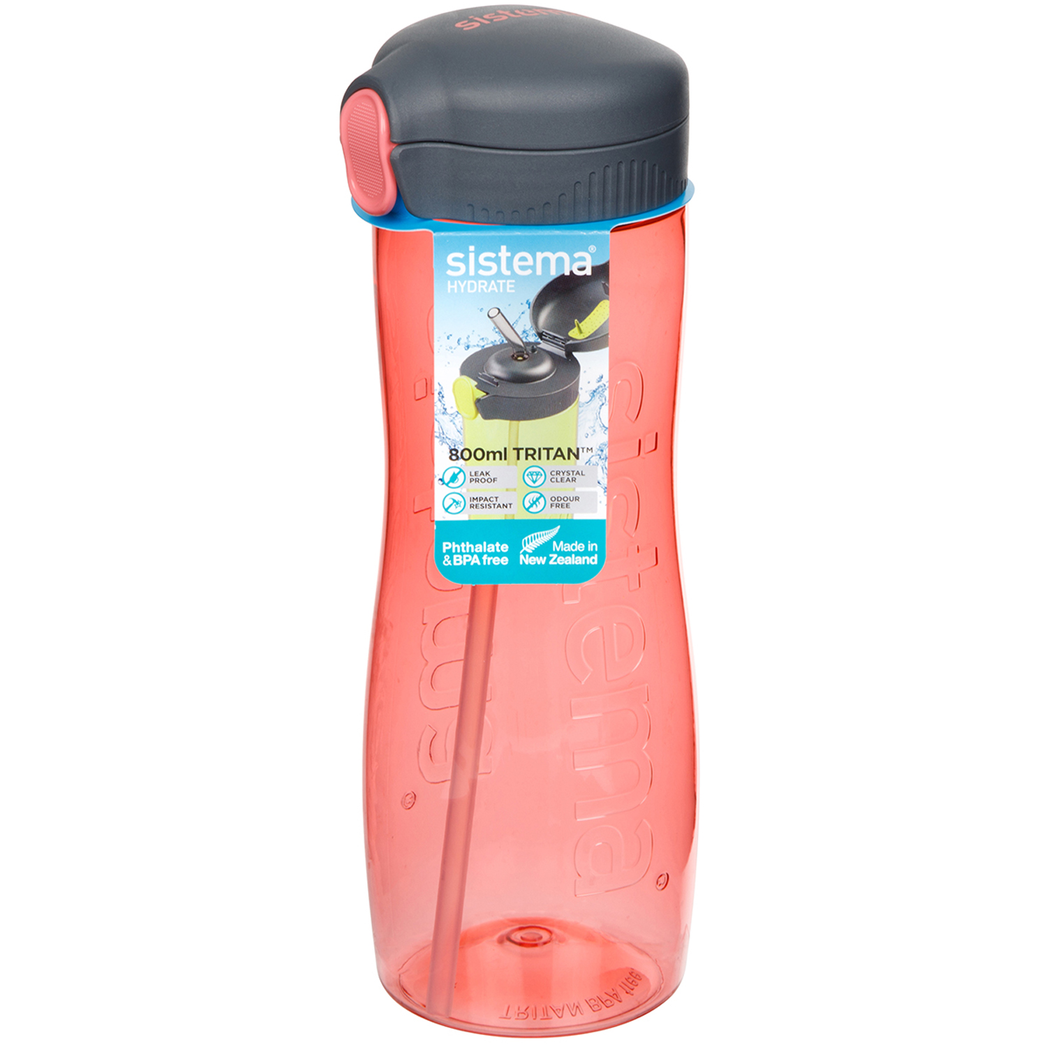 Бутылка с трубочкой Sistema Tritan Swift 0,8 л, цвет в ассортименте - фото 4
