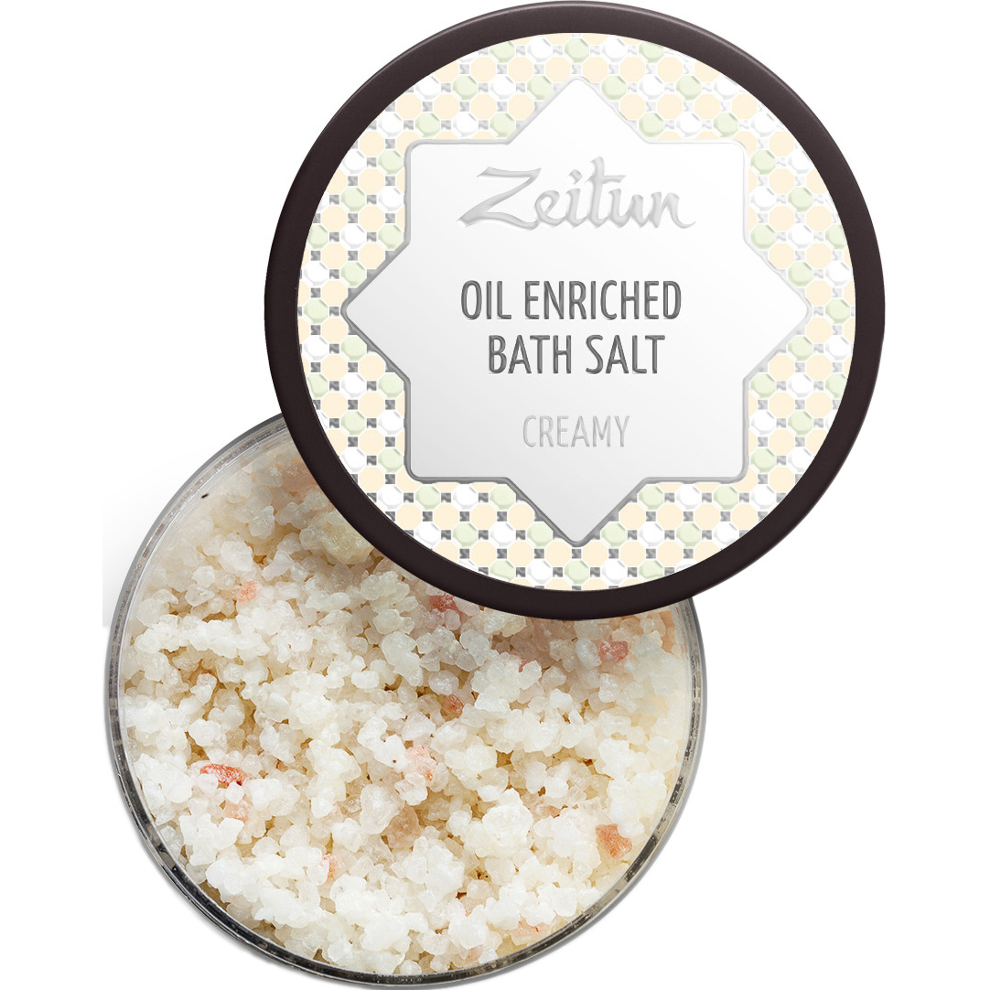 фото Ароматическая соль для ванн zeitun сливочная с маслом миндаля и козьим молоком 250 мл