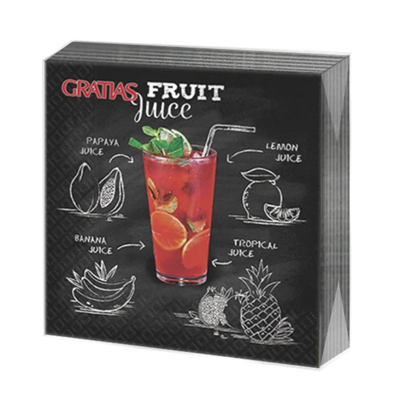 фото Салфетки бумажные gratias fruit juice трехслойные 24х24 см 20 шт