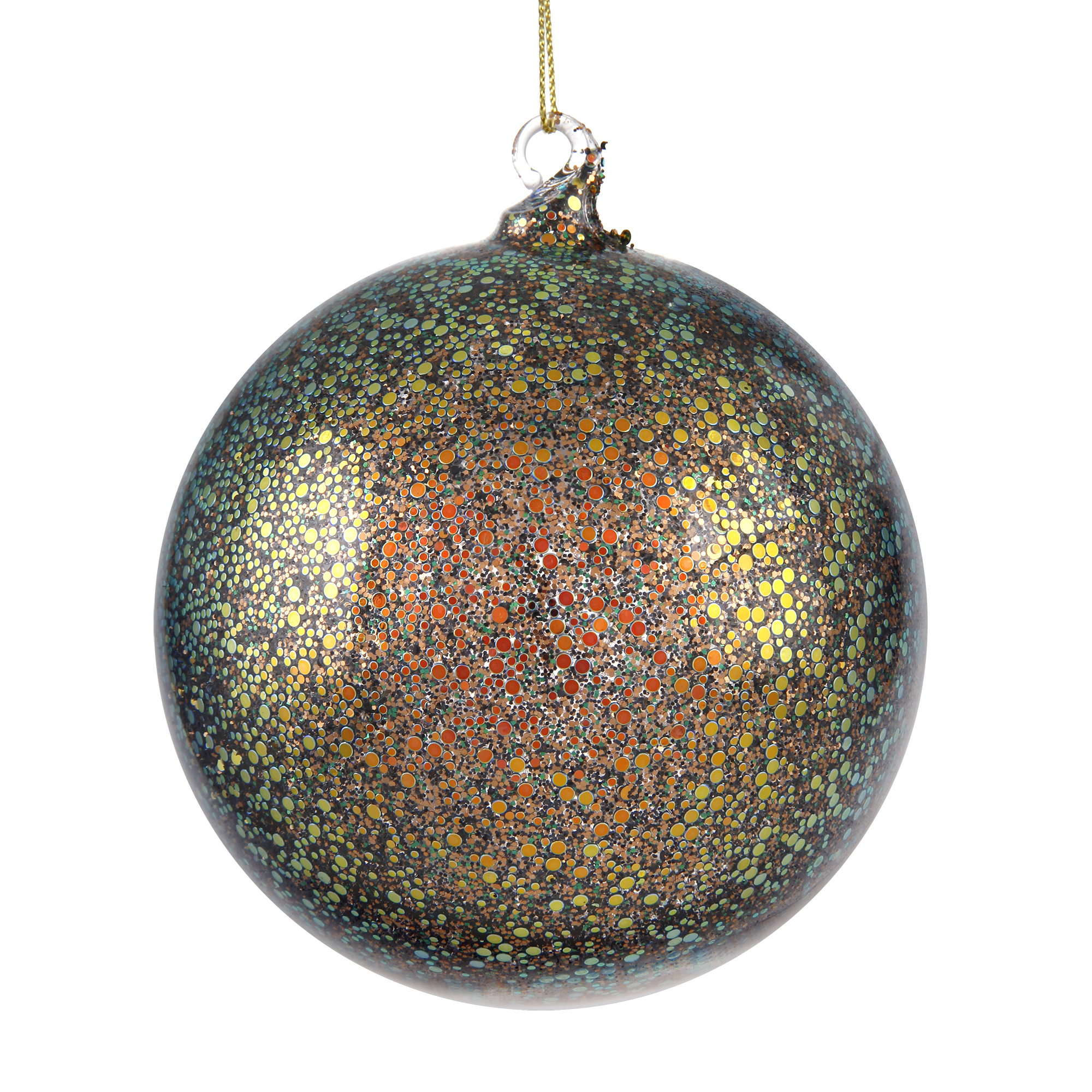 

Шар новогодний SHISHI с блёстками зелено-золотой 12 см