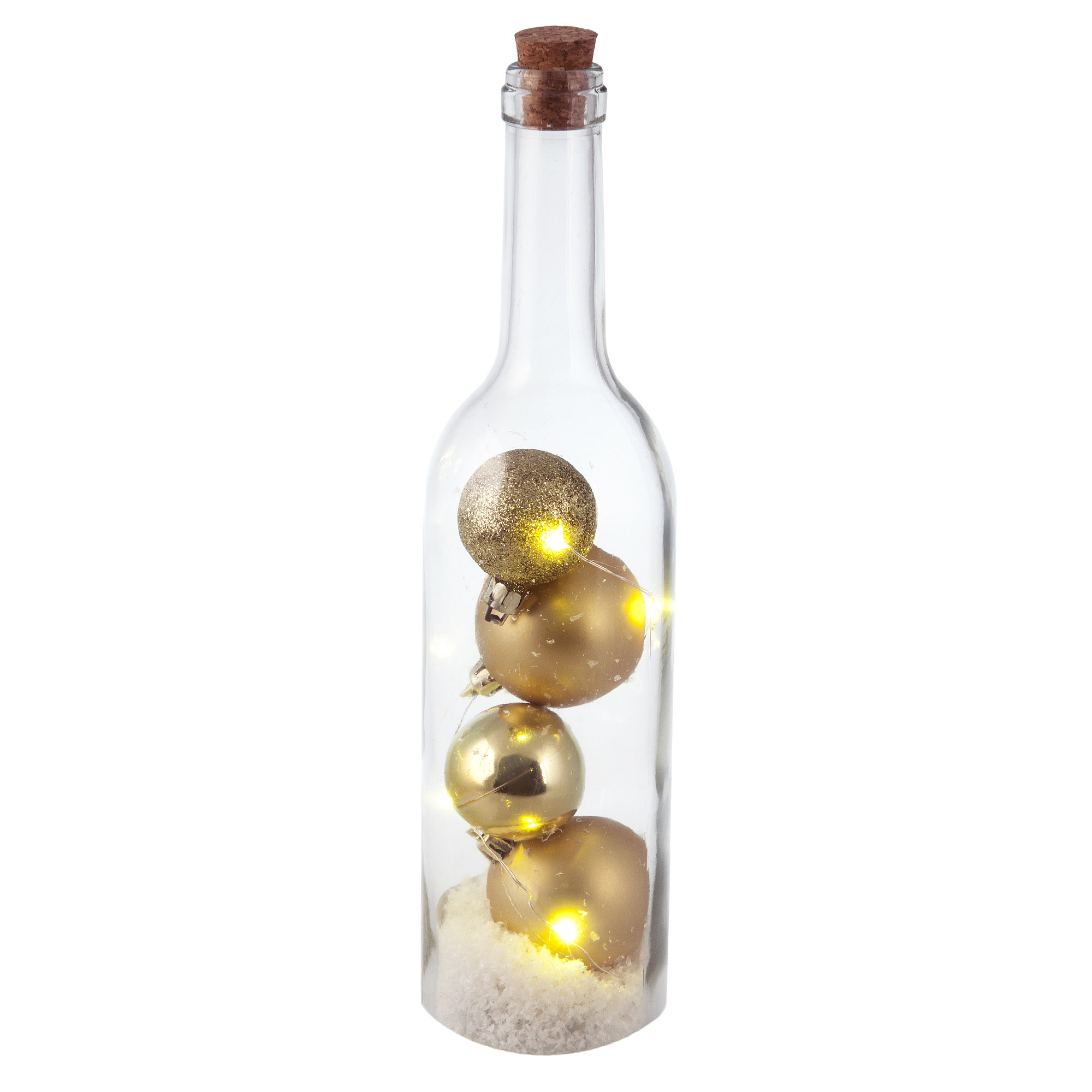 Бутылка декор с шариками Edelman led 30 см золото