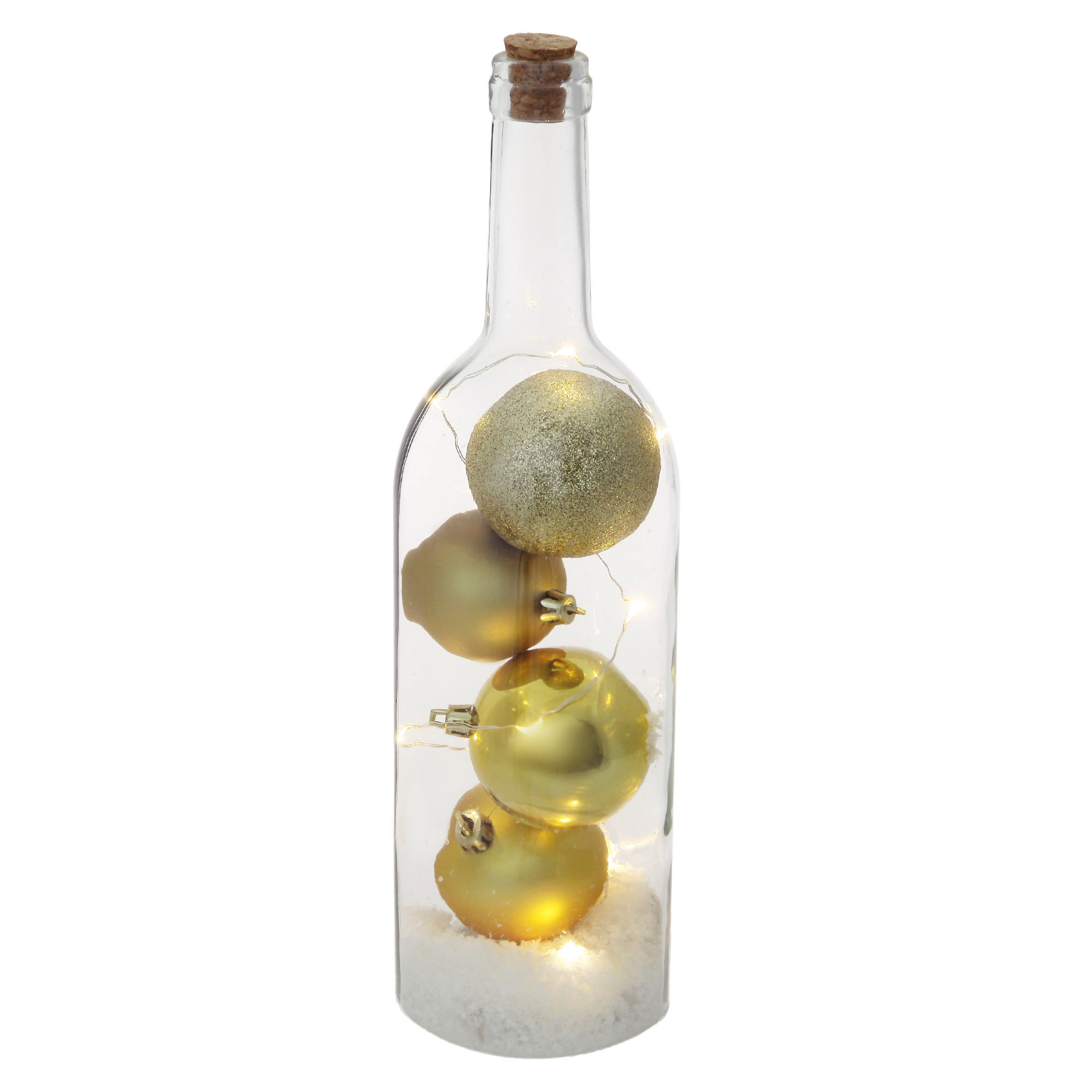 Бутылка декор с шариками Edelman led 32 см золото