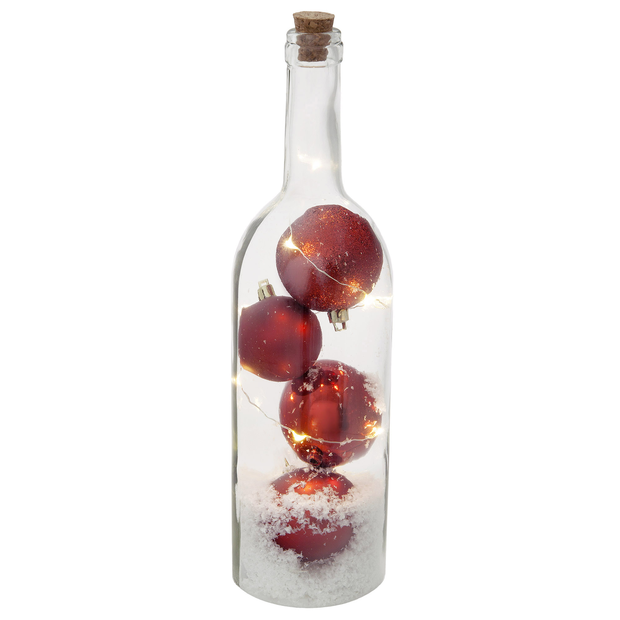 Бутылка декор с шариками Edelman led 32 см красный