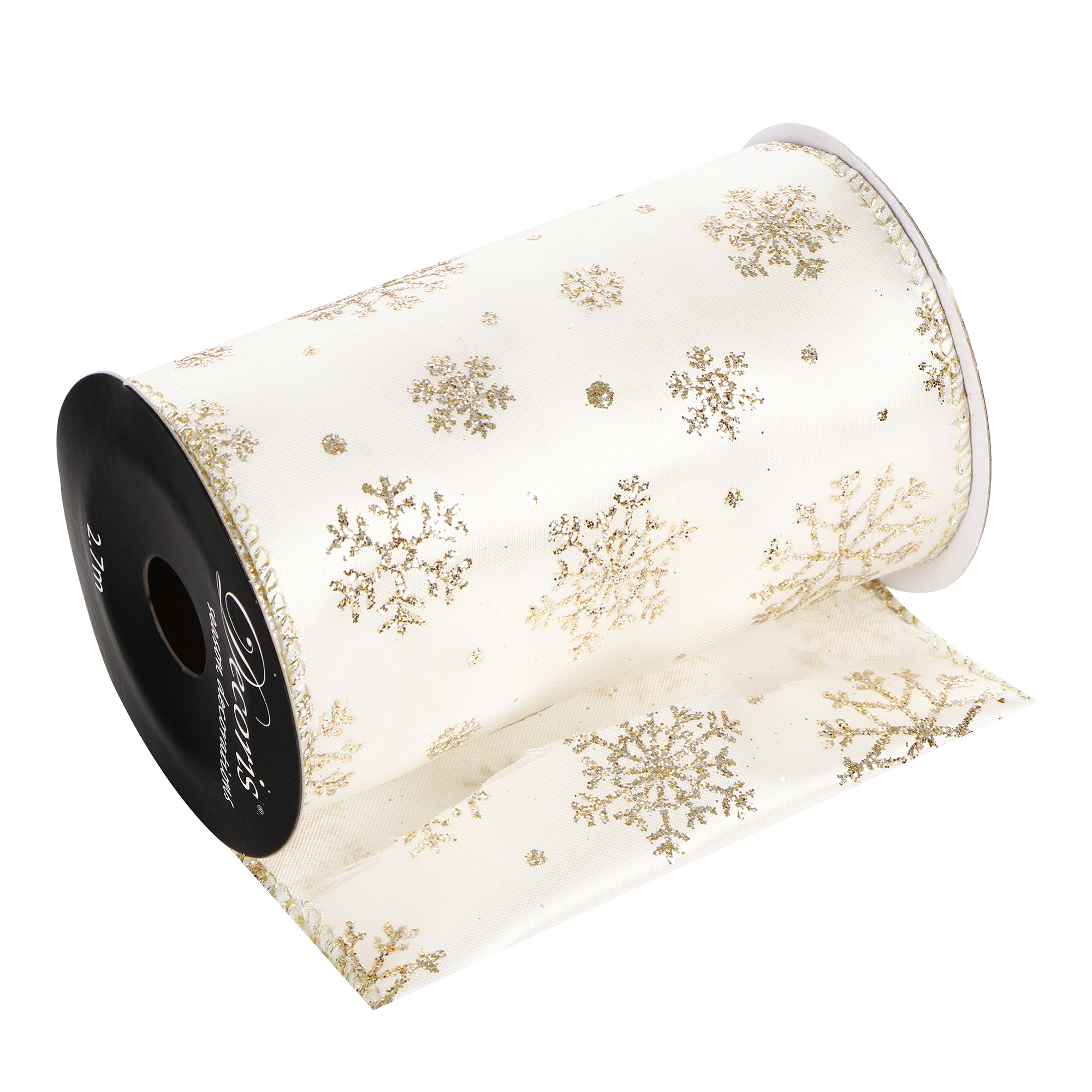 

Лента декоративная Kaemingk 12,8х270 см, Белый;золото