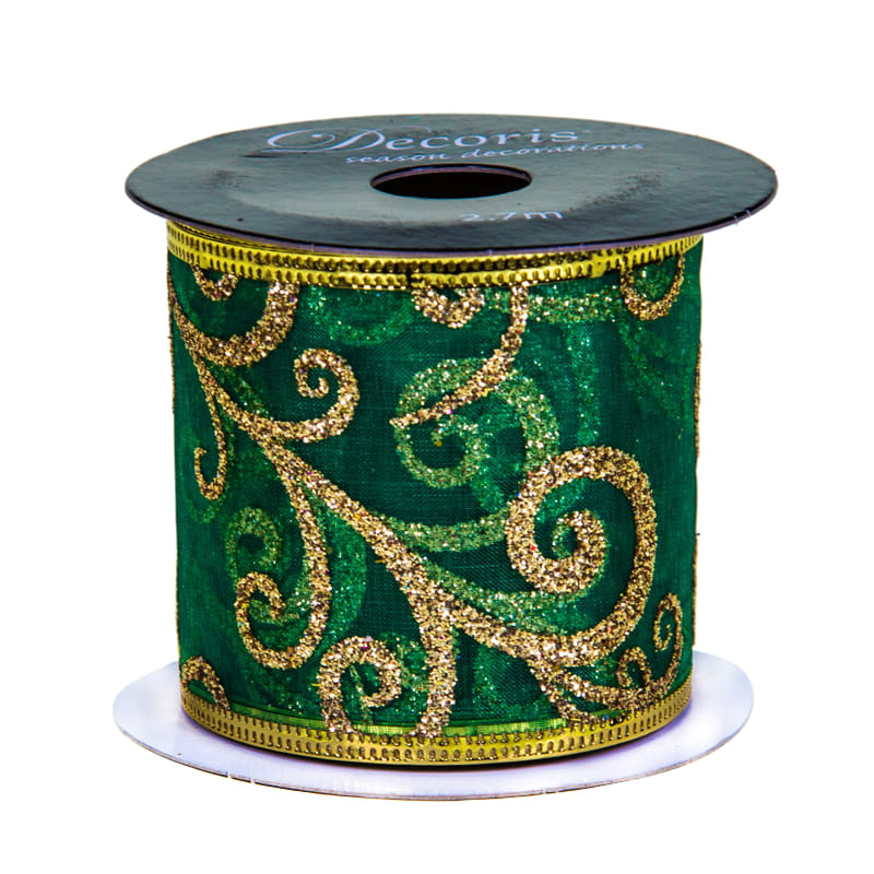 Лента декоративная Kaemingk 6,3х270 см, цвет зеленый - фото 1