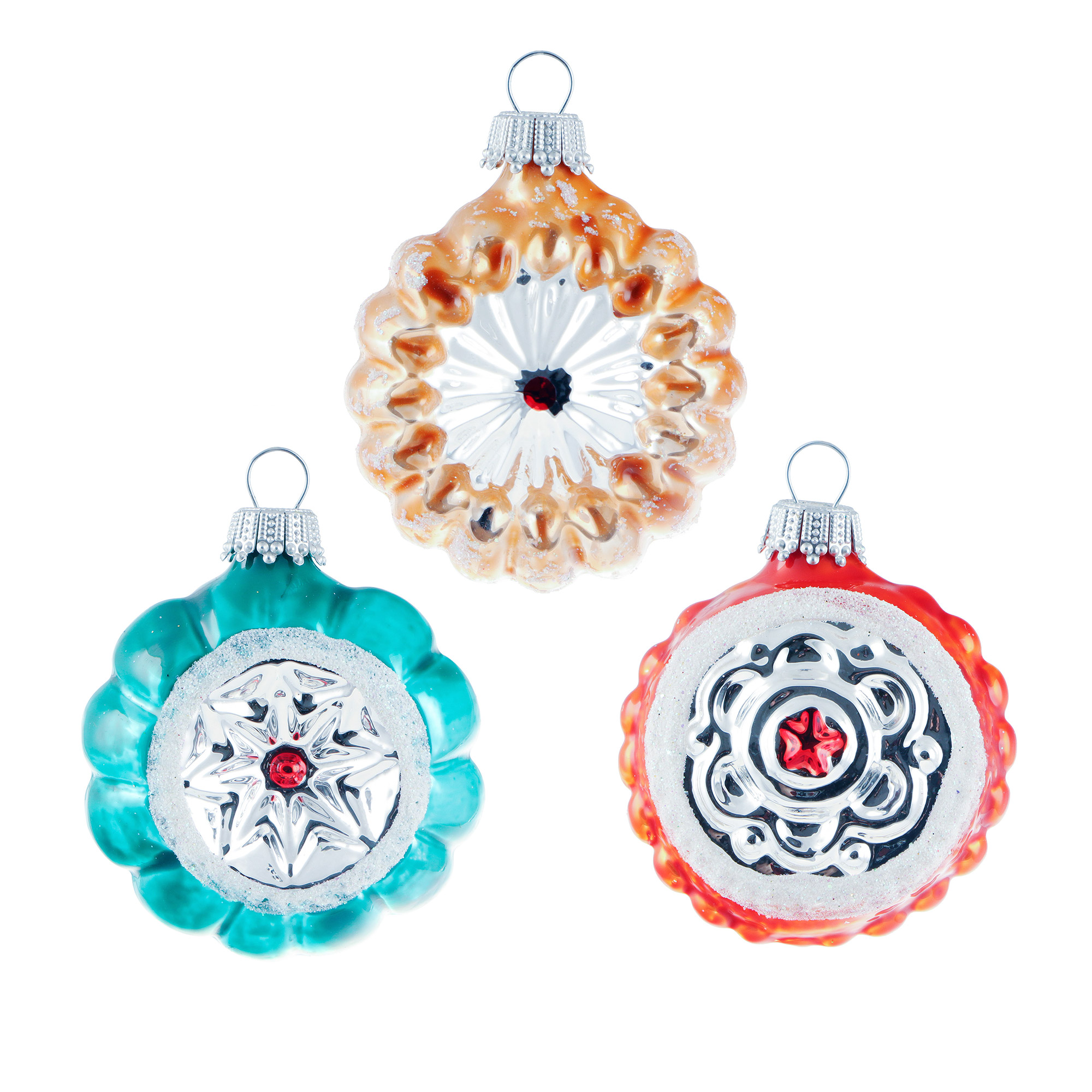 

Набор игрушек на елку Krebs int 6см 3шт, Бирюзовый;красный;оранжевый;белый