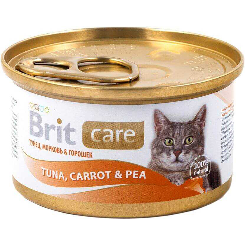 фото Корм для кошек brit care тунец, морковь, горошек 80 г