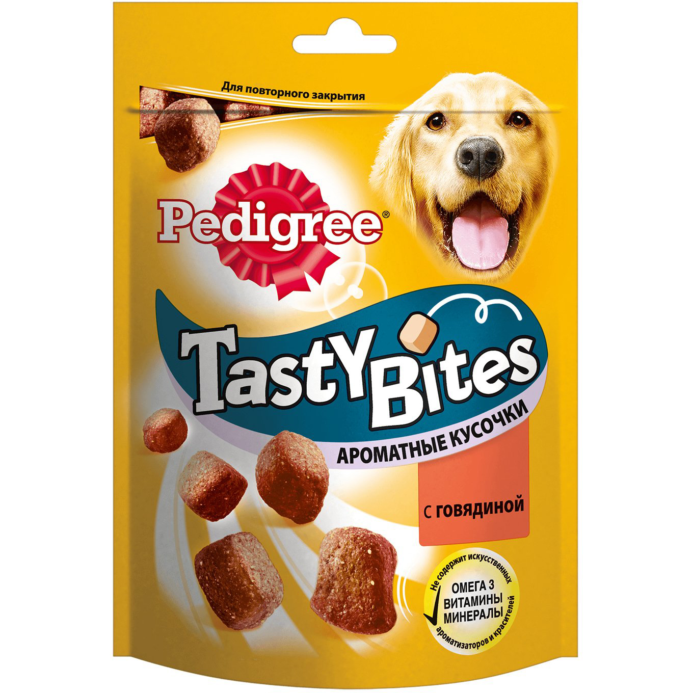 фото Лакомство для собак pedigree tasty bites ароматные кусочки с говядиной 130 г