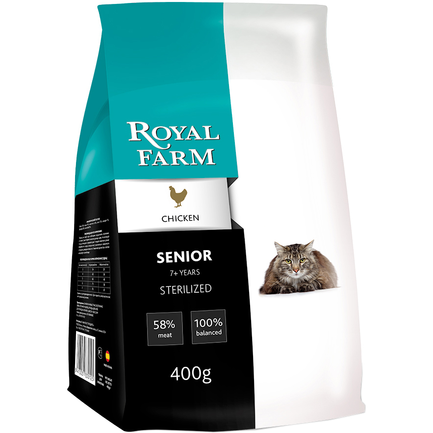 фото Корм для кошек royal farm для пожилых стерилизованных, курица 400 г
