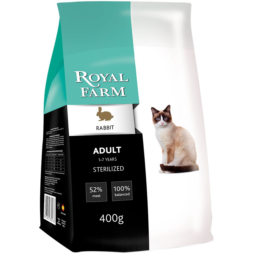 фото Корм для кошек royal farm для стерилизованных, кролик 400 г