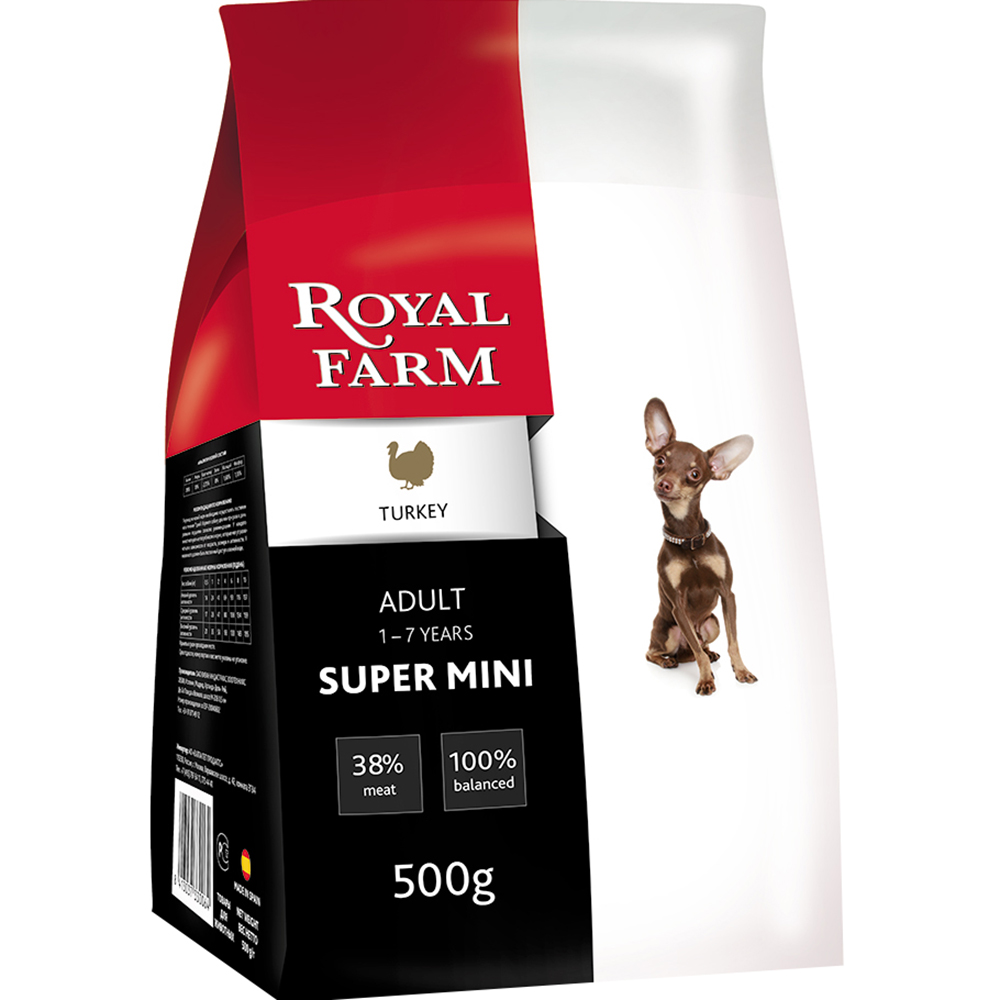 фото Корм для собак royal farm adult super mini индейка 500 г