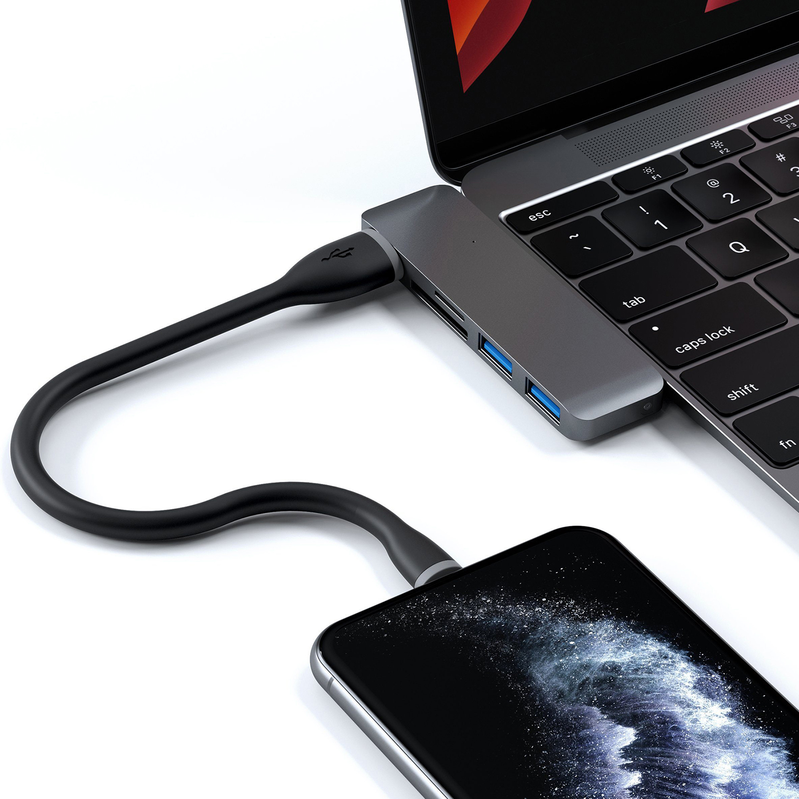 фото Кабель satechi flexible lightning to usb cable 0,25 м черный