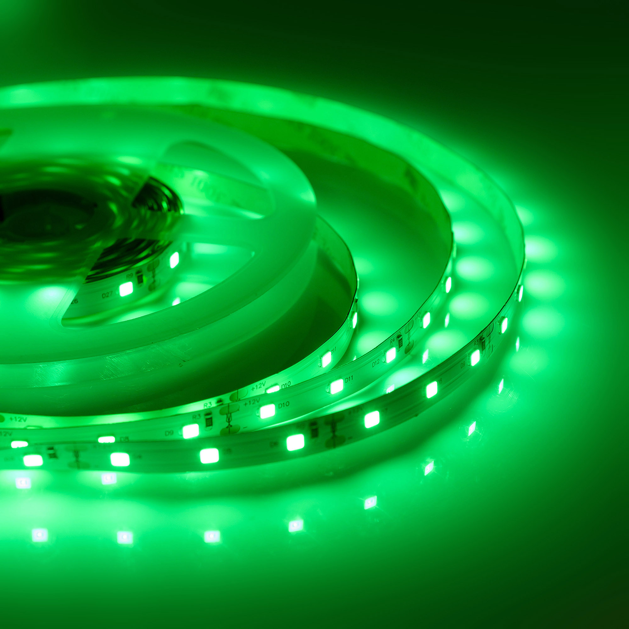 фото Лента светодиодная apeyron 00-34 12в, 4,8вт/м, smd 3528, 60 д/м, ip20, 280 лм/м, зеленый 5м