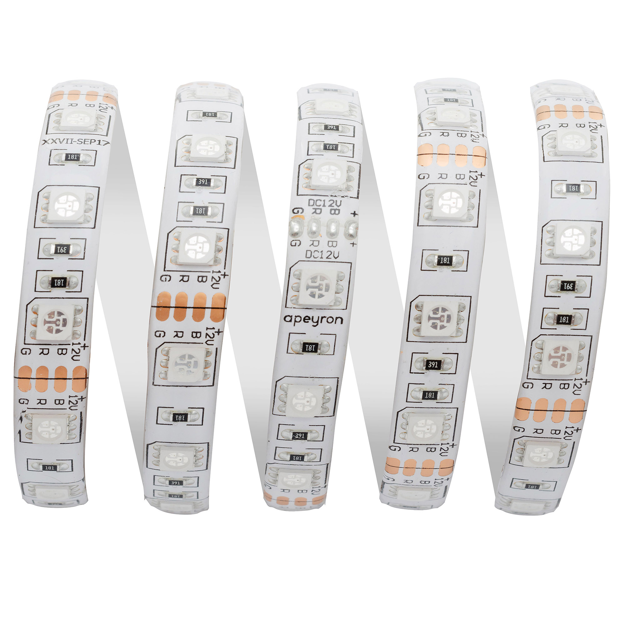 фото Комплект светодиодной ленты apeyron 10-35 12в, smd 5050, 60 д/м, ip65, 5м, rgb