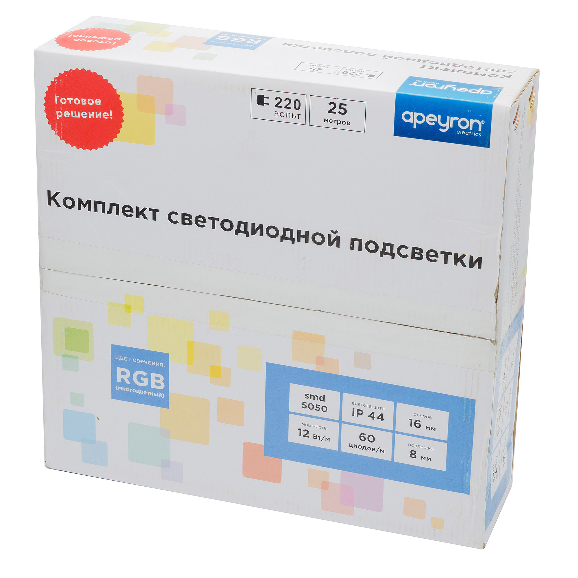 

Комплект светодиодной подсветки Apeyron 10-50 SMD5050 60д/м RGB 25 м