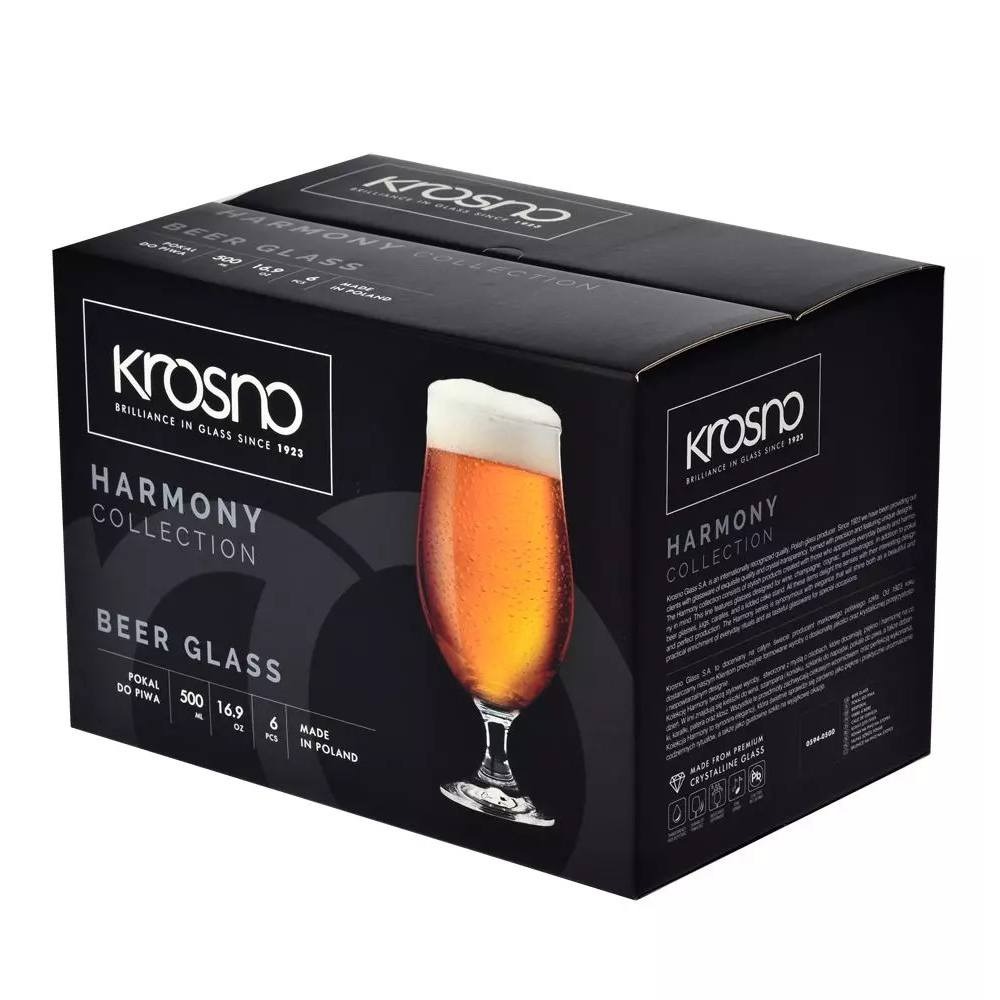 Набор из 6 бокалов для пива Krosno Гармония 500 мл, цвет прозрачный - фото 4