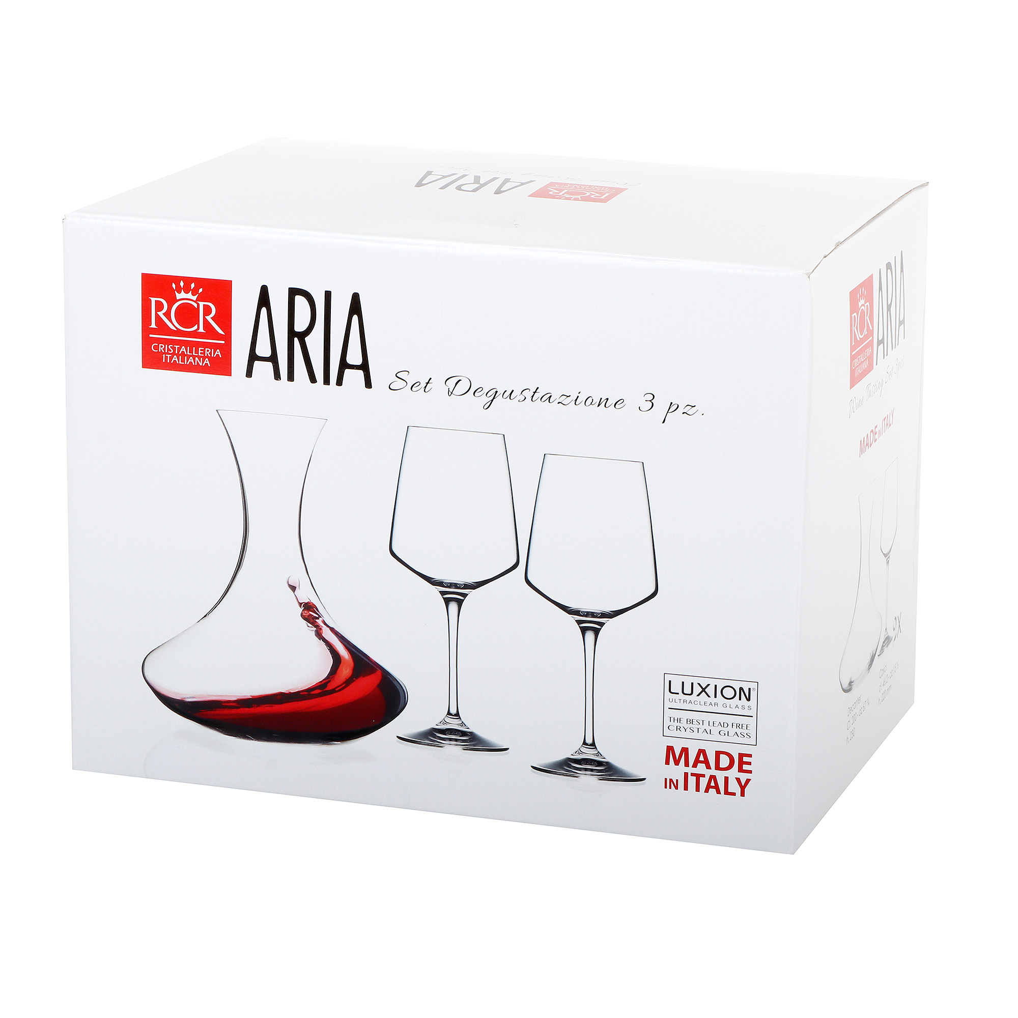 Набор для вина RCR Aria декантер 2 л и 2 бокала - 0,4 л, цвет прозрачный - фото 4
